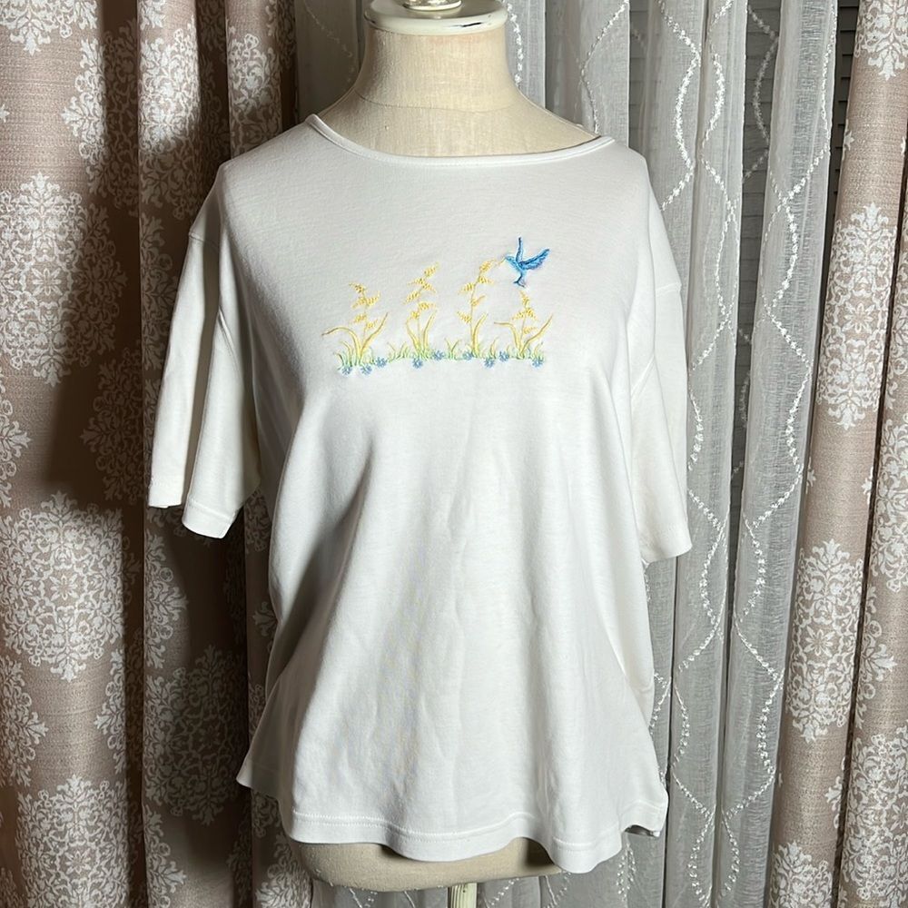 Classic Elements White Embroidered Top – Size XL | Timeless & Feminine